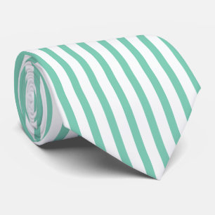 Elegant Mint-Green & White Stripes Pattern Tie