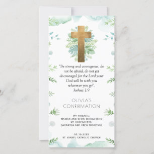 Elegant Mint Greenery Confirmation Bookmark Favour Thank You Card