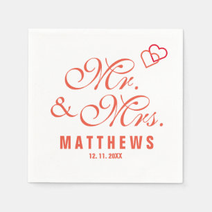 Elegant Mint grey Mr and Mrs Wedding Monogram Napk Napkin