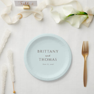 Elegant Mint Minimalist Wedding Paper Plate