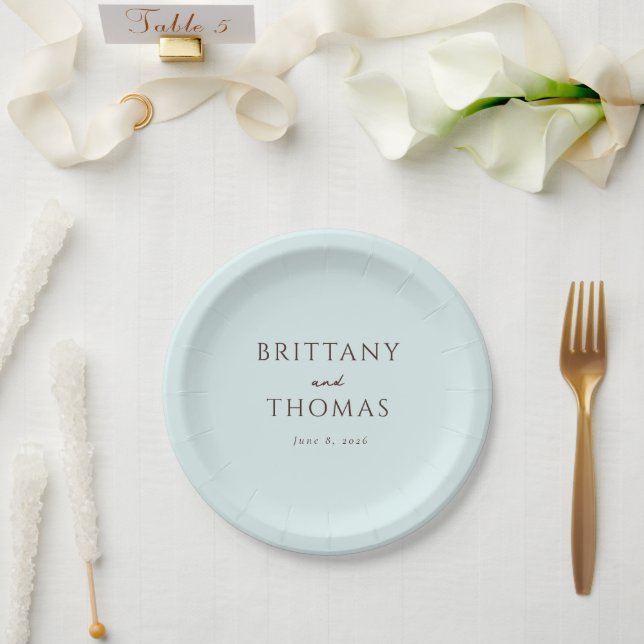 Elegant Mint Minimalist Wedding Paper Plate (Wedding)
