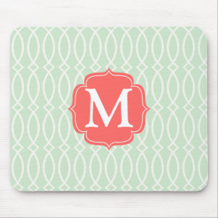 Elegant Mint Modern Trellis Personalised Mouse Mat