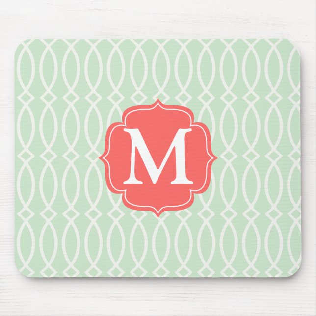 Elegant Mint Modern Trellis Personalised Mouse Mat (Front)