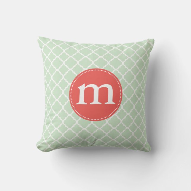 Elegant Mint Moroccan Quatrefoil Personalised Cushion (Front)