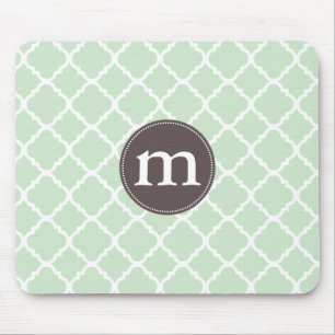 Elegant Mint Moroccan Quatrefoil Personalised Mouse Mat