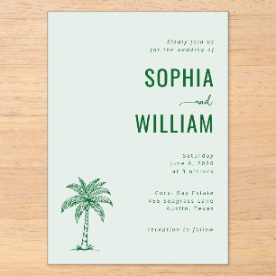 Elegant Mint Palm Tree Acrylic Invitations