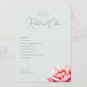 Elegant Mint Peony Wedding Programme