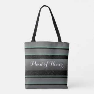 Elegant Mint & Sprinkles Striped Maid of Honour Tote Bag