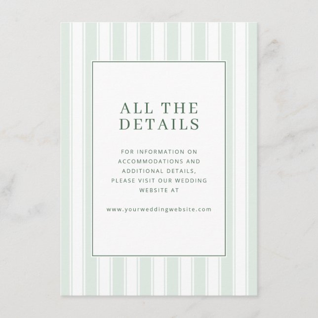 Elegant Mint Vertical Stripes Enclosure Card (Front)