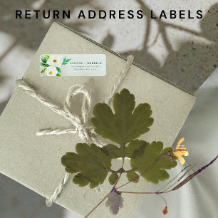 Elegant mint white floral pastel Return address