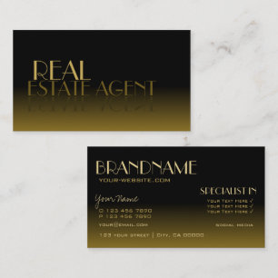 Elegant Mirror Font Classic Black Brown Gradient Business Card