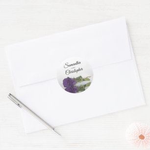 Elegant Mirrored Amethyst Purple Rose Wedding Classic Round Sticker