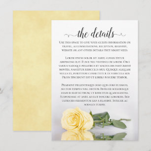 Elegant Mirrored Yellow Rose Wedding Details Enclosure Card