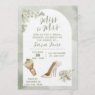 Elegant Miss to Mrs Bridal Shower Invitation