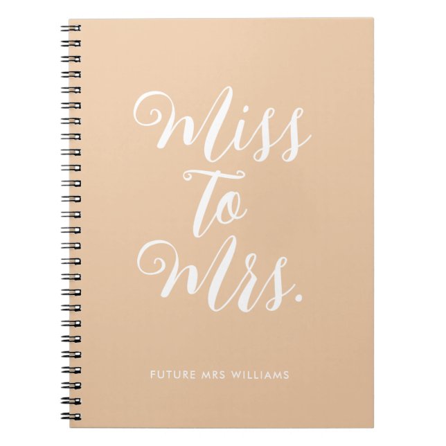Elegant Miss to Mrs Chic Modern Wedding Planner Notebook (Front)