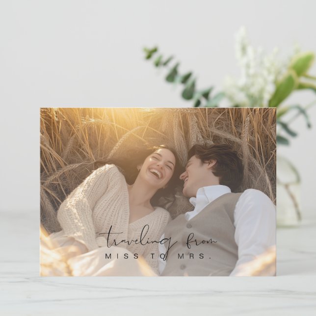 Elegant Miss to Mrs. Rustic Photo Bridal Shower Invitation (Standing Front)