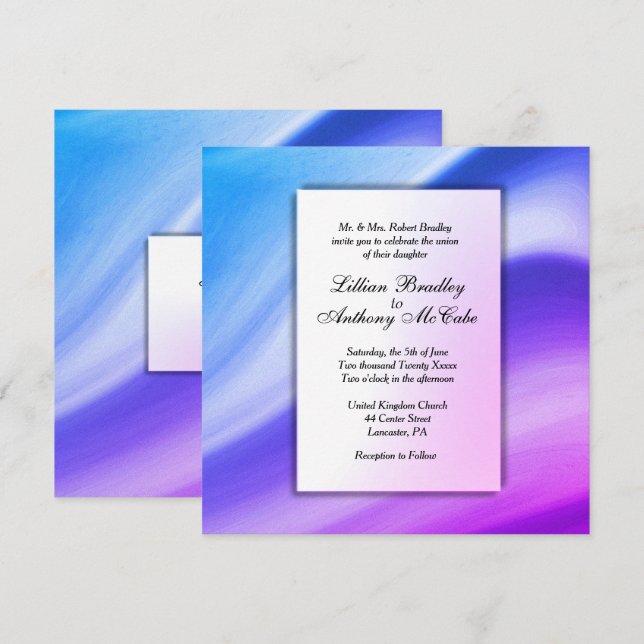 Elegant Mist Purple Wedding Invitation (Front/Back)