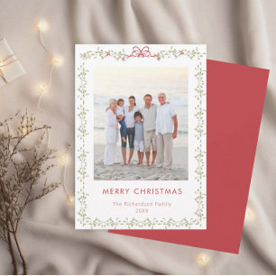 Elegant Mistletoe Border Photo Christmas Card