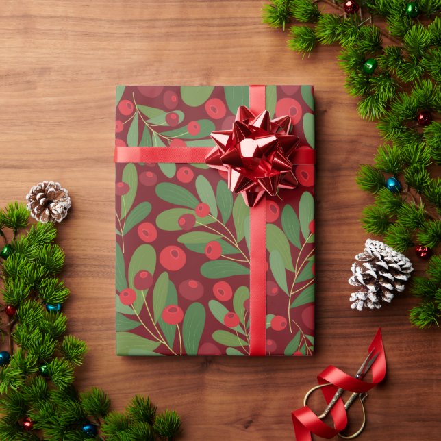 Elegant Mistletoe Christmas Holiday Wrapping Paper (Holiday Gift)