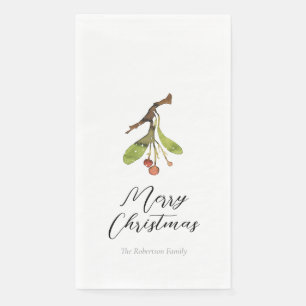 Elegant Mistletoe Christmas Napkin