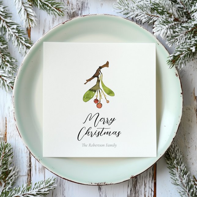 Elegant Mistletoe Christmas Napkin (Creator Uploaded)