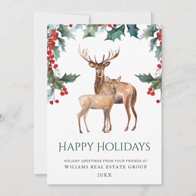 Elegant Mistletoe Dee Christmas Corporate Greeting Holiday Card (Front)