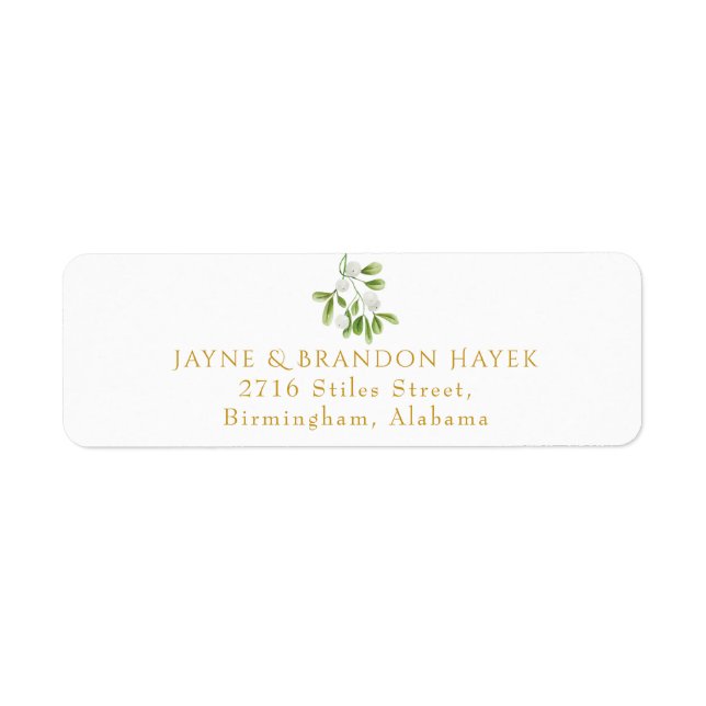 Elegant Mistletoe Greenery Return Address (Front)