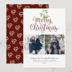 Elegant Mistletoe Merry Christmas 2 Photo Holiday Card