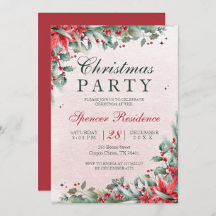 Elegant mistletoe watercolor christmas flower invitation