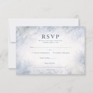 Elegant Misty Blue Winter Frost Wedding Timeless RSVP Card