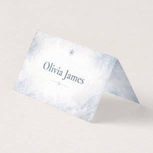 Elegant Misty Blue Winter Icey Timeless Place Card