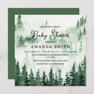 Elegant Misty Forest Baby Shower Invitation