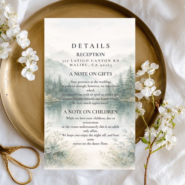 Elegant Misty Forest Mountain Wedding Enclosure Card (Creator Uploaded)
