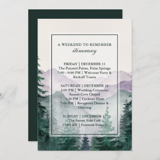 Elegant Misty Mountain Forest Itinerary Card