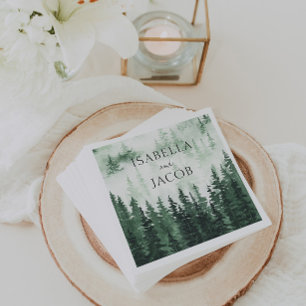 Elegant Misty Pine Forest Wedding Napkin