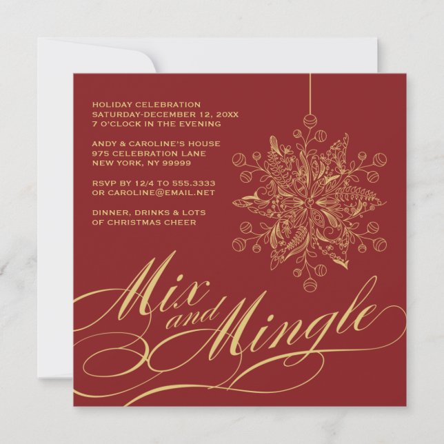 Elegant Mix & Mingle Holiday Party Invitation (Front)