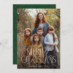 Elegant Mixed Type Full Photo Merry Christmas Holiday Card