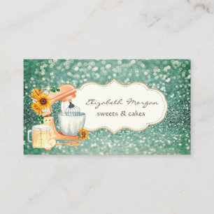 Elegant Mixer Sunflowers Bokeh Business Card