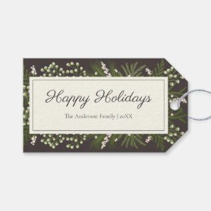 Elegant Mocha Botanical   Holiday Gift Tag