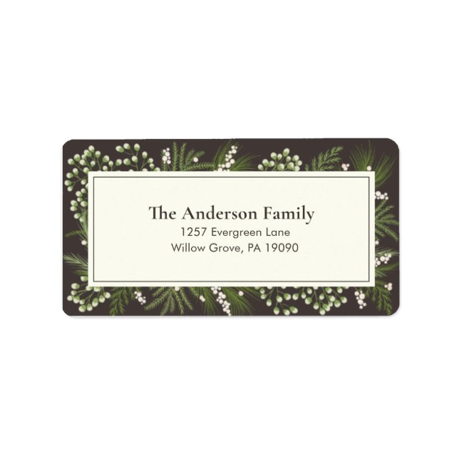 Elegant Mocha Botanical | Return Address Label (Front)