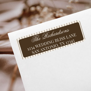Elegant Mocha Brown Stripes Wedding Return Address