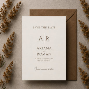 Elegant Mocha Brown Timeless Minimalist Wedding Save The Date