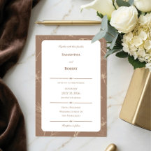 Elegant Mocha Floral Line Art Wedding