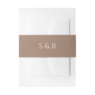 Elegant Mocha Monogram Invitation Belly Band