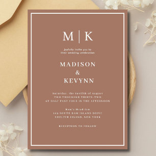 Elegant  Mocha Mousse Classic  Wedding  Invitation