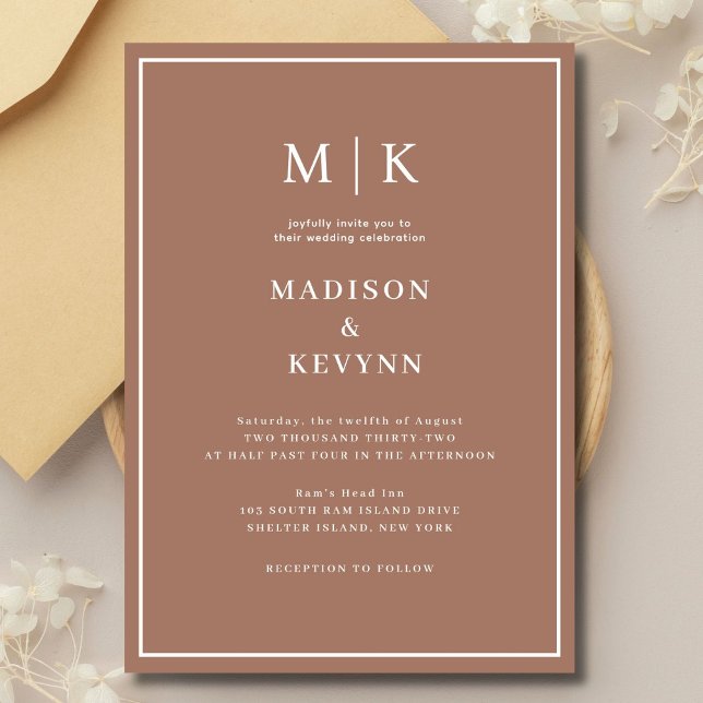 Elegant  Mocha Mousse Classic  Wedding  Invitation (Creator Uploaded)