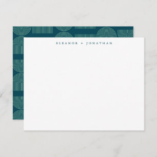 Elegant Mod Arch Lines Teal Blue Personalised Name Card