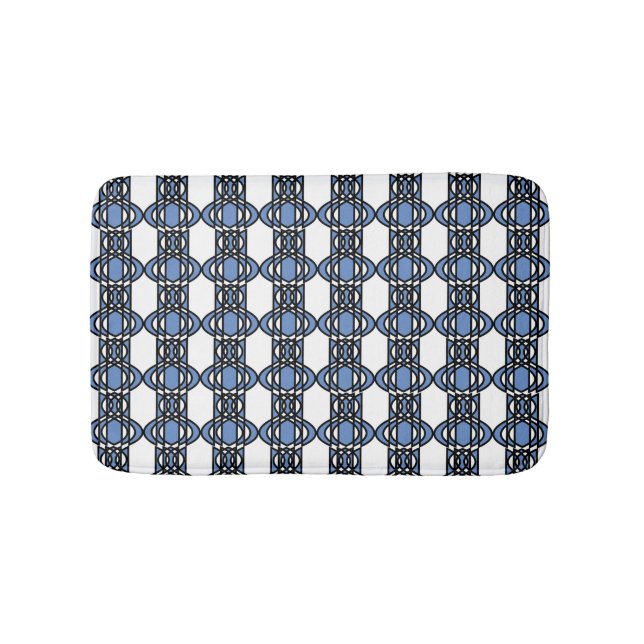 Elegant Mod Blue Abstract Scarab Pattern Bath Mat (Front)