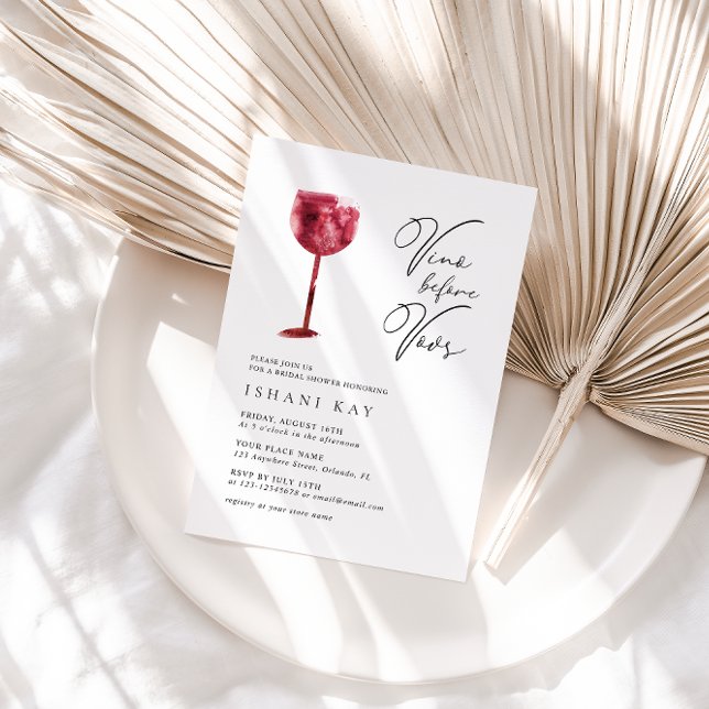Elegant Moden Vino Before Vows Bridal Shower Invitation (Creator Uploaded)