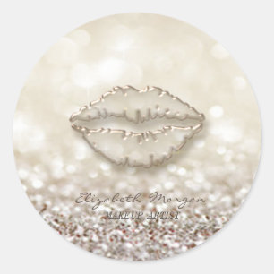 Elegant Moder Glittery Bokeh,Lips Classic Round Sticker